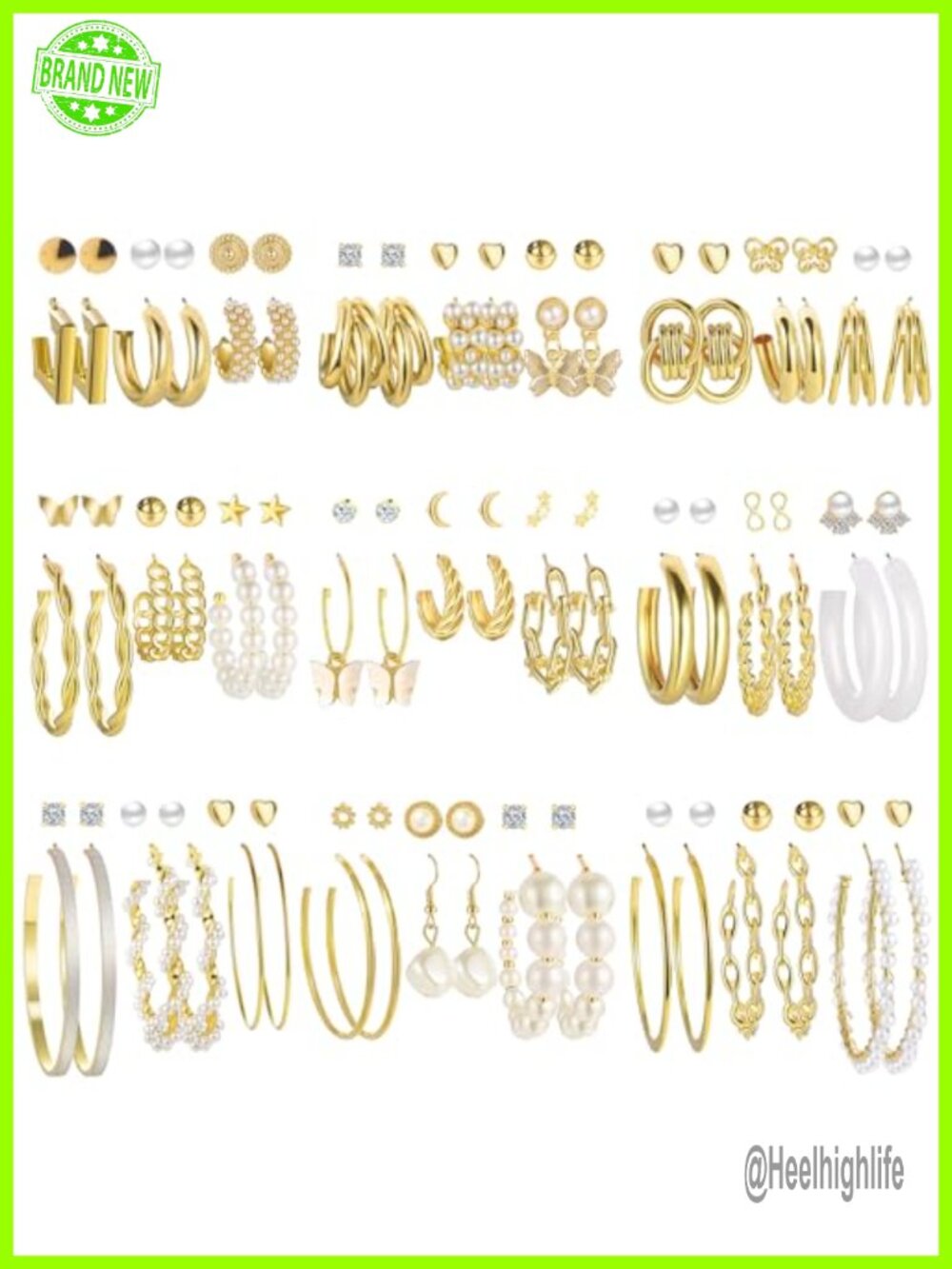 Gold Hoop Earrings Set for Women Hypoallergenic Pearl Twisted Chunky Styles
